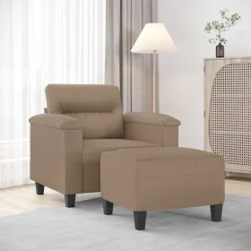Cappuccino-Kunstledersessel mit Hocker 60 cm von , Sofas - Ref: Foro24-3201241, Preis: 201,61 €, Rabatt: %