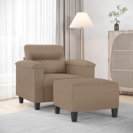 Cappuccino synthetic leather armchair with stool 60 cm by , Sofas - Ref: Foro24-3201241, Price: 204,59 €, Discount: %
