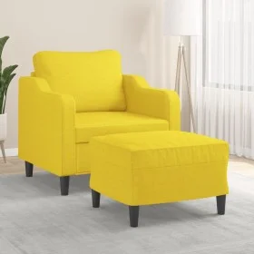 Armchair with stool light yellow fabric 60 cm by , Sofas - Ref: Foro24-3201132, Price: 183,33 €, Discount: %