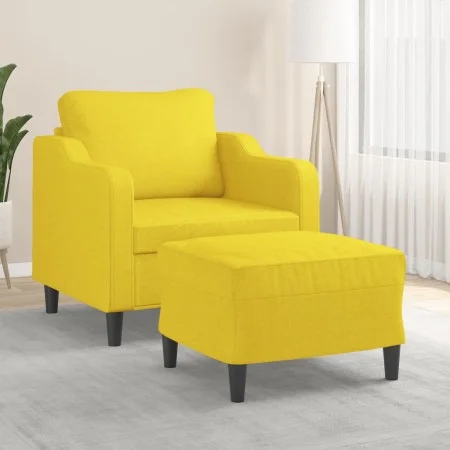 Armchair with stool light yellow fabric 60 cm by , Sofas - Ref: Foro24-3201132, Price: 183,33 €, Discount: %