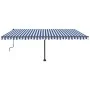 Toldo retráctil manual con luz LED azul y blanco 500x350 cm de , Toldos - Ref: Foro24-3069861, Precio: 599,87 €, Descuento: %