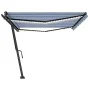 Toldo retráctil manual con luz LED azul y blanco 500x350 cm de , Toldos - Ref: Foro24-3069861, Precio: 599,87 €, Descuento: %