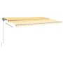 Manual retractable awning with yellow and white LED light 500x350 cm by , Awnings - Ref: Foro24-3069863, Price: 750,93 €, Dis...