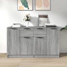 Aparadores 2 uds madera contrachapada gris Sonoma 60x30x70 cm