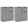 Aparadores 2 uds madera contrachapada gris Sonoma 60x30x70 cm