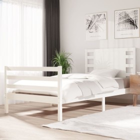 Massiver Bettrahmen aus weißem Kiefernholz, 100 x 200 cm von , Betten und Lattenroste - Ref: Foro24-3104274, Preis: 124,45 €,...