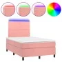 Box spring bed with mattress and LED pink velvet 120x200 cm by , Beds and slatted bases - Ref: Foro24-3136058, Price: 389,93 ...