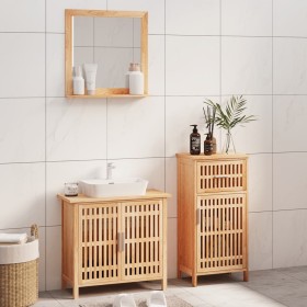 Conjunto de muebles de baño 3 piezas madera maciza de nogal