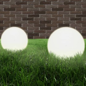 Set of 2 spherical LED ball lamps 40 cm PMMA by vidaXL, Outdoor lighting - Ref: Foro24-50657, Price: 110,86 €, Discount: %