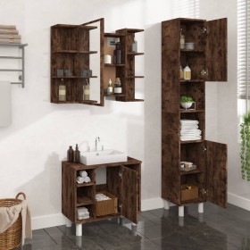 Set de muebles baño 3 pzas madera contrachapada roble ahumado