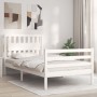 Weißer Massivholzbettrahmen mit Kopfteil 100x200 cm von , Betten und Lattenroste - Ref: Foro24-3194302, Preis: 122,49 €, Raba...