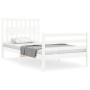 White solid wood bed frame with headboard 100x200 cm by , Beds and slatted bases - Ref: Foro24-3194302, Price: 122,49 €, Disc...