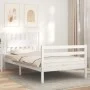 White solid wood bed frame with headboard 100x200 cm by , Beds and slatted bases - Ref: Foro24-3194302, Price: 118,94 €, Disc...