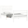 White solid wood bed frame with headboard 100x200 cm by , Beds and slatted bases - Ref: Foro24-3194302, Price: 122,49 €, Disc...