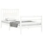 White solid wood bed frame with headboard 100x200 cm by , Beds and slatted bases - Ref: Foro24-3194302, Price: 118,94 €, Disc...