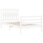 White solid wood bed frame with headboard 100x200 cm by , Beds and slatted bases - Ref: Foro24-3194302, Price: 122,49 €, Disc...