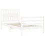 White solid wood bed frame with headboard 100x200 cm by , Beds and slatted bases - Ref: Foro24-3194302, Price: 118,94 €, Disc...