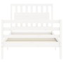 Weißer Massivholzbettrahmen mit Kopfteil 100x200 cm von , Betten und Lattenroste - Ref: Foro24-3194302, Preis: 122,49 €, Raba...
