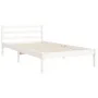 White solid wood bed frame with headboard 100x200 cm by , Beds and slatted bases - Ref: Foro24-3194302, Price: 118,94 €, Disc...