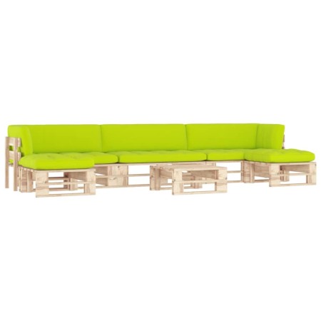 Muebles de palets 6 pzas y cojines madera pino impregnada de , Conjuntos de jardín - Ref: Foro24-3066971, Precio: 530,26 €
