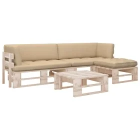 4-piece pallet furniture and impregnated pine wood cushions by , Garden sets - Ref: Foro24-3066820, Price: 343,10 €, Discount: %