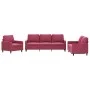Red velvet 3-piece sofa set with cushions by , Sofas - Ref: Foro24-3201480, Price: 558,16 €, Discount: %