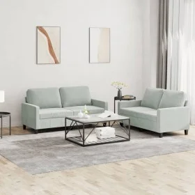 Sofa set with cushions 2 pieces light gray velvet by , Sofas - Ref: Foro24-3201496, Price: 386,92 €, Discount: %