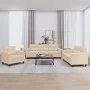 Sofa set with cushions 3 pieces cream microfiber fabric by , Sofas - Ref: Foro24-3202294, Price: 746,23 €, Discount: %