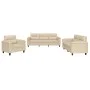 Sofa set with cushions 3 pieces cream microfiber fabric by , Sofas - Ref: Foro24-3202294, Price: 746,23 €, Discount: %
