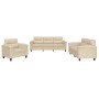 Sofagarnitur mit Kissen, 3-teilig, cremefarbener Mikrofaserstoff von , Sofas - Ref: Foro24-3202294, Preis: 757,98 €, Rabatt: %