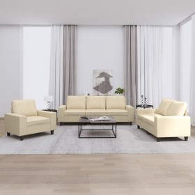 3-teilige Sofagarnitur aus cremefarbenem Stoff von , Sofas - Ref: Foro24-3201868, Preis: 746,87 €, Rabatt: %