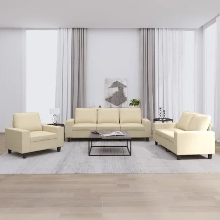 3-piece sofa set in cream fabric by , Sofas - Ref: Foro24-3201868, Price: 734,93 €, Discount: %