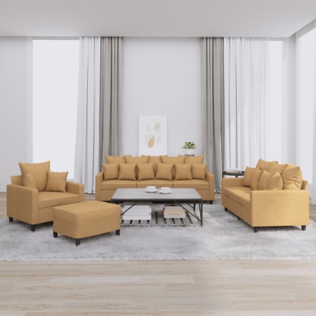 Juego de sofás con cojines 4 piezas terciopelo marrón de , Sofás - Ref: Foro24-3201697, Precio: 616,01 €, Descuento: %