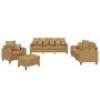 Brown velvet 4-piece sofa set with cushions by , Sofas - Ref: Foro24-3201697, Price: 606,49 €, Discount: %