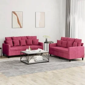 Sofa set with cushions 2 pieces red velvet by , Sofas - Ref: Foro24-3201704, Price: 418,14 €, Discount: %