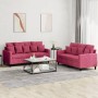 Sofa set with cushions 2 pieces red velvet by , Sofas - Ref: Foro24-3201704, Price: 434,93 €, Discount: %