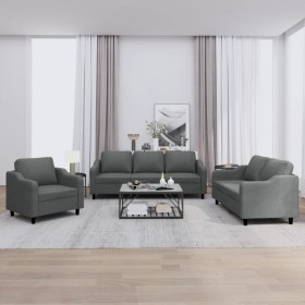 Sofa set with cushions 3 pieces dark gray fabric by , Sofas - Ref: Foro24-3201771, Price: 615,38 €, Discount: %