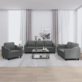 Sofa set with cushions 3 pieces dark gray fabric by , Sofas - Ref: Foro24-3201771, Price: 659,26 €, Discount: %