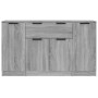 Aparadores 3 piezas madera contrachapada gris Sonoma