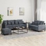 Dreiteilige Sofagarnitur aus dunkelgrauem Samt mit Kissen von , Sofas - Ref: Foro24-3201731, Preis: 508,55 €, Rabatt: %