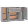 Aparadores 3 piezas madera contrachapada gris Sonoma
