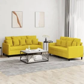 Yellow velvet 2-piece sofa set with cushions by , Sofas - Ref: Foro24-3201706, Price: 373,08 €, Discount: %