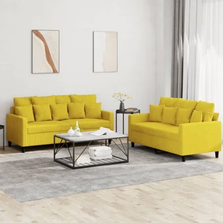 Yellow velvet 2-piece sofa set with cushions by , Sofas - Ref: Foro24-3201706, Price: 379,29 €, Discount: %