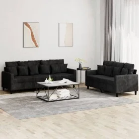 2-piece black velvet sofa set with cushions by , Sofas - Ref: Foro24-3201725, Price: 468,08 €, Discount: %