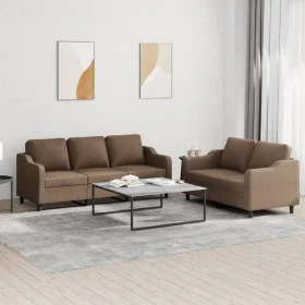 Sofa set with cushions 2 pieces brown fabric by , Sofas - Ref: Foro24-3201837, Price: 511,18 €, Discount: %