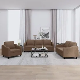 Sofa set with cushions 3 pieces brown fabric by , Sofas - Ref: Foro24-3201773, Price: 675,95 €, Discount: %