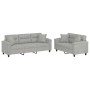 Sofa set with cushions 2 pieces light gray microfiber fabric by , Sofas - Ref: Foro24-3202351, Price: 624,64 €, Discount: %
