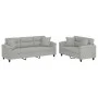 Sofa set with cushions 2 pieces light gray microfiber fabric by , Sofas - Ref: Foro24-3202351, Price: 613,89 €, Discount: %