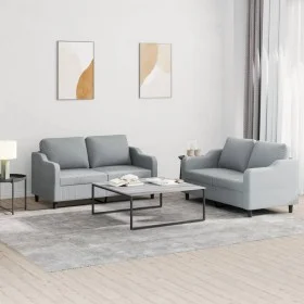 Sofa set with cushions 2 pieces light gray fabric by , Sofas - Ref: Foro24-3201802, Price: 408,39 €, Discount: %