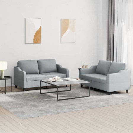 Sofa set with cushions 2 pieces light gray fabric by , Sofas - Ref: Foro24-3201802, Price: 418,58 €, Discount: %